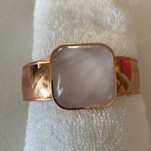 Cuff bracelet made in Italy -Rose gold (plate ) & pink quartz